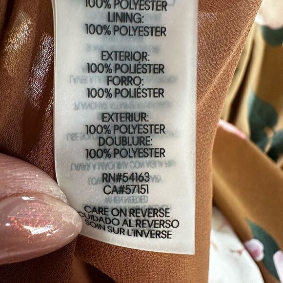 Calvin Klein Size 8 Sleeveless Brown Floral Print Belt w/Ruffle Hem Spring Dress - Picture 15 of 15